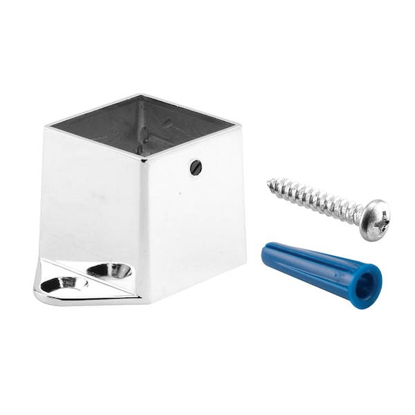 Square Post Shoe, 1-3/4 in., Cast Zamak Construction, Chrome Plated Finish Single Pack